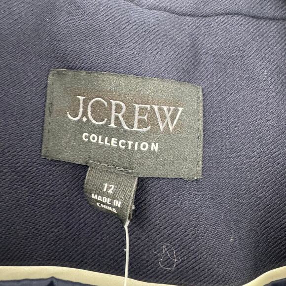 J. Crew Collection Relaxed Blazer Crest Embellishment In Wool-Blend Navy 12 NWT - Picture 11 of 13